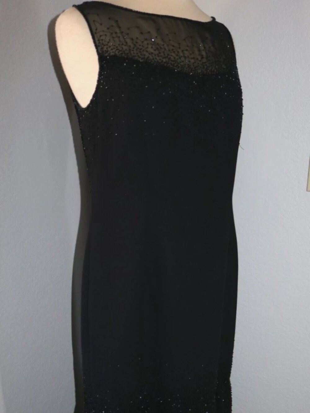 Vtg Studio Desire Beaded Black Maxi Evening Gown Dress Sz 12 Whimsigoth